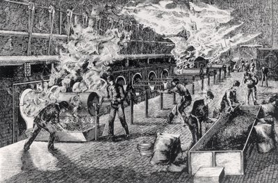 コーヒー焙煎、1870 作： English School